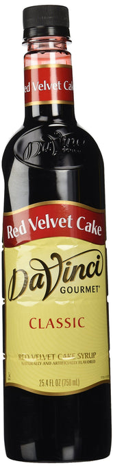 DaVinci Gourmet Red Velvet Cake Syrup bottle front view for cafe-quality flavoring