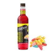 DaVinci Gourmet Sour Gummy Syrup bottle shows bold cherry, lemon, and lime flavors.