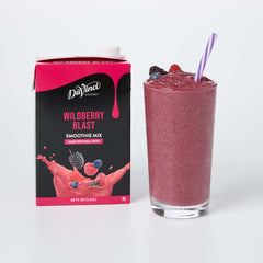 DaVinci Gourmet Wildberry Blast Smoothie bottle on ice highlights bold berry flavor.