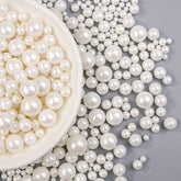 Dazzjoy edible white pearl sprinkles bottle close-up for premium cake decoration.
