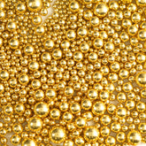Dazzjoy Gold Pearl Sugar Sprinkles bottle close-up showing premium shimmer for desserts