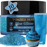 Dazzle Dust edible glitter adds a blue shimmer to cakes and cupcakes for celebrations.