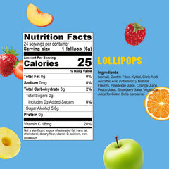 Close-up of colorful DC24 lollipops showing natural fruit juice colors.