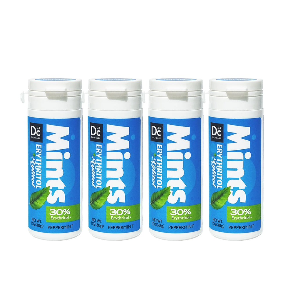 DC24 Daily Care Xylitol Mints pack with four tubes for on-the-go freshness