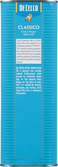 De Cecco Classico olive oil closeup label showing premium quality.