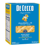De Cecco Orecchiette No. 91 cup-shaped pasta ready to capture hearty sauces