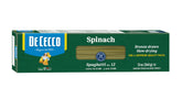 De Cecco Spinach Spaghetti No.12 raw bundles with vibrant green hue, perfect for quick weeknight meals