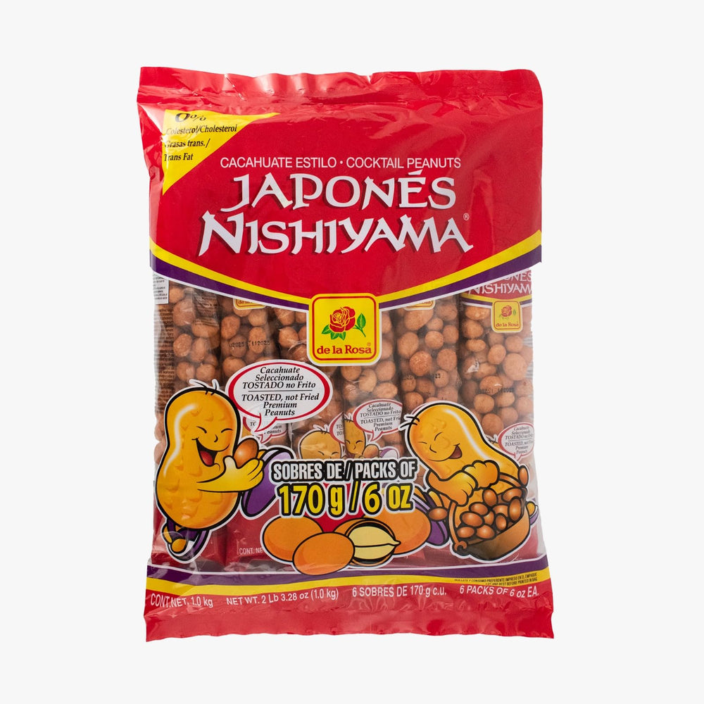 De La Rosa Japanese Peanuts packaging showcases premium on-the-go snack.