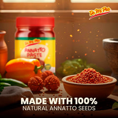 De Mi Pais annatto paste being whisked into water, ideal for marinades and rubs.