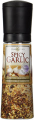 Dean Jacobs Grinder Spicy Garlic 7.4oz top view showing adjustable grinder for fresh flavor