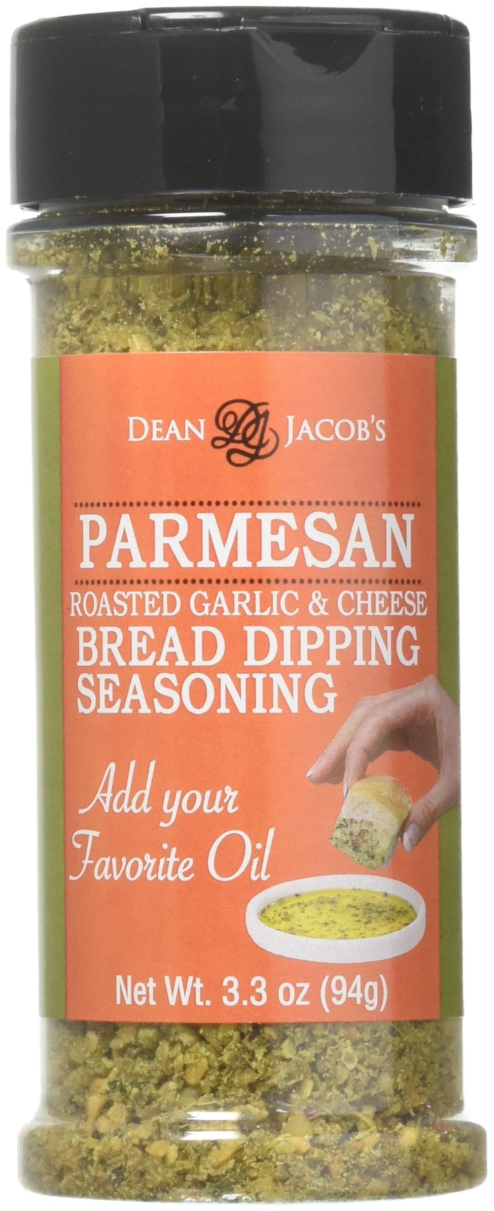 Dean Jacob's Parmesan Bread Dipping Mix jar for savory bread dipping