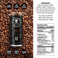 Death Wish Coffee 8g protein latte bottle highlights protein-rich energy.