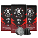 Death Wish Coffee capsules box for a bold morning boost.