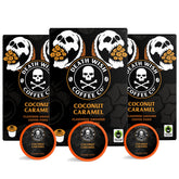 Death Wish Coffee Coconut Caramel Pod pour showcasing bold aroma for a strong start