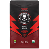 Death Wish Coffee dark roast whole bean 80 oz bag ready for bold mornings.
