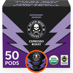 Death Wish Coffee Espresso Roast pods pack ready for quick, bold mornings.