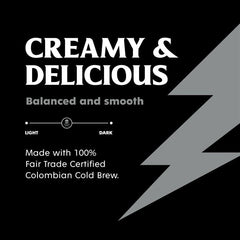 Death Wish Coffee latte swirl image demonstrates creamy latte with roasted notes.