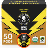 Death Wish Coffee light roast pods pack front, ideal for bold mornings.
