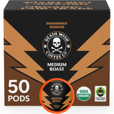 Death Wish Coffee medium roast pod pack shot highlights bold flavor for a strong morning
