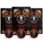 Death Wish Coffee Peppermint Mocha pods pack highlights bold flavor options