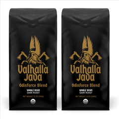 Death Wish Coffee Valhalla Java Odinforce blend beans with bold aroma and high caffeine potential