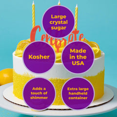 DecoPac sanding sugar on cupcakes adds bright texture and shine.