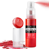DecorRom Red Edible Glitter Spray bottle adds vivid shimmer to drinks and desserts.