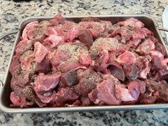 Deep Lake Butcher's Blend stirred into ground meat before cooking for balanced taste.