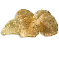 Crisp bite of Deep River Rosemary & Olive Oil Kettle Chips with savory rosemary aroma.