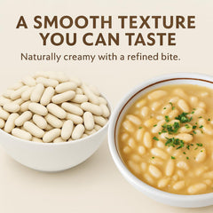 Del Colle Cannellini beans soaking in water to soften for cooking.