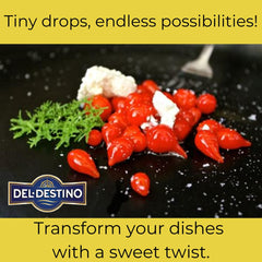 Del Destino bruschetta with peppers pairs with goat cheese for a tasty starter.