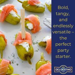 Del Destino pepperoncini bulk-pack on shelf, ready for restaurant use.