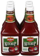 Del Monte ketchup 24 oz bottle close-up highlighting rich tomato flavor for burgers.