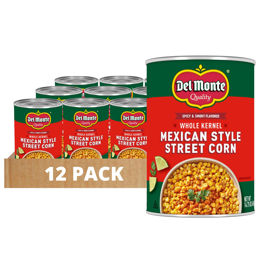 Del Monte Mexican Street Corn can 12-pack, convenient ready-to-eat side for meals