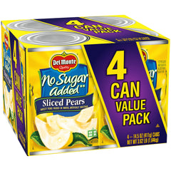 Del Monte No Sugar Added Sliced Bartlett Pears can in water, convenient snack
