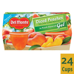 Del Monte peach gel cups in a lunchbox-ready setup