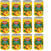 Del Monte peaches sliced yellow in can label for quick fruit snacking.