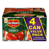 Del Monte Tomato Sauce can front, convenient pantry-ready packaging for quick meals.
