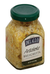 DeLallo Bruschetta Artichoke jar with artichokes in olive oil for antipasto.