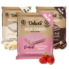 Deluxe & Bla Bla dark chocolate coated rice cakes offer a crisp, low-calorie crunch.