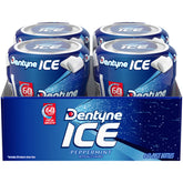Dentyne Ice Peppermint bottle front with refreshing mint aroma for quick breath refresh.