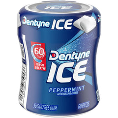 Dentyne Ice Peppermint pack tray indicates convenient pocket-sized refreshment on the go.