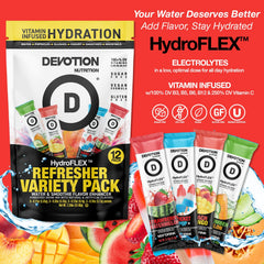 HydroFLEX packet stirred into a smoothie for flavor and nutrients