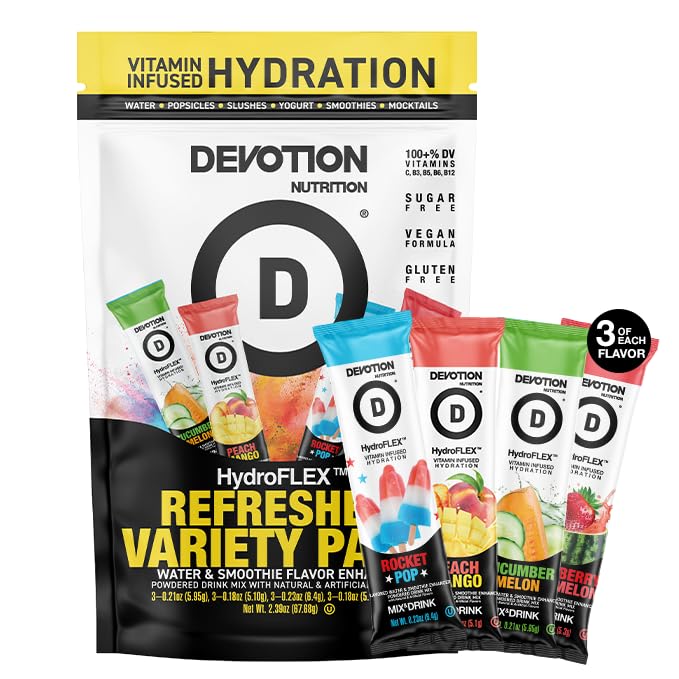 Devotion HydroFLEX packet dissolving in water for vitamin hydration