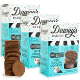 Dewey's Bakery hot cocoa Moravian cookie thin close-up shows rich texture for a quick snack.
