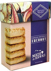 Diamond Bakery Coconut Hawaiian Shortbread Cookies closeup, buttery texture, perfect with tea