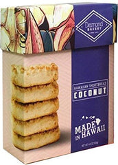 Diamond Bakery Coconut Hawaiian Shortbread Cookies closeup, buttery texture, perfect with tea