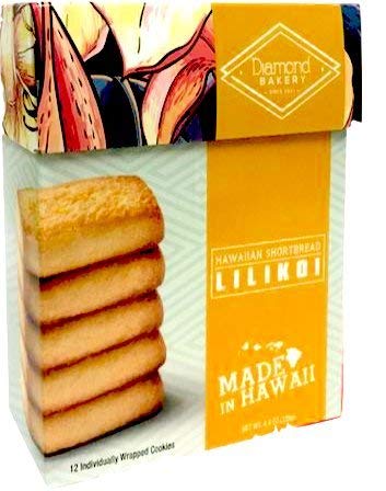 Diamond Bakery Lilikoi Hawaiian Shortbread Cookies — buttery texture, macadamia crunch, great with tea