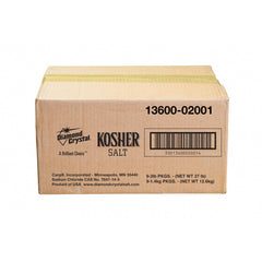 Diamond Crystal Kosher Salt packaging closeup highlighting pure, additive-free seasoning.