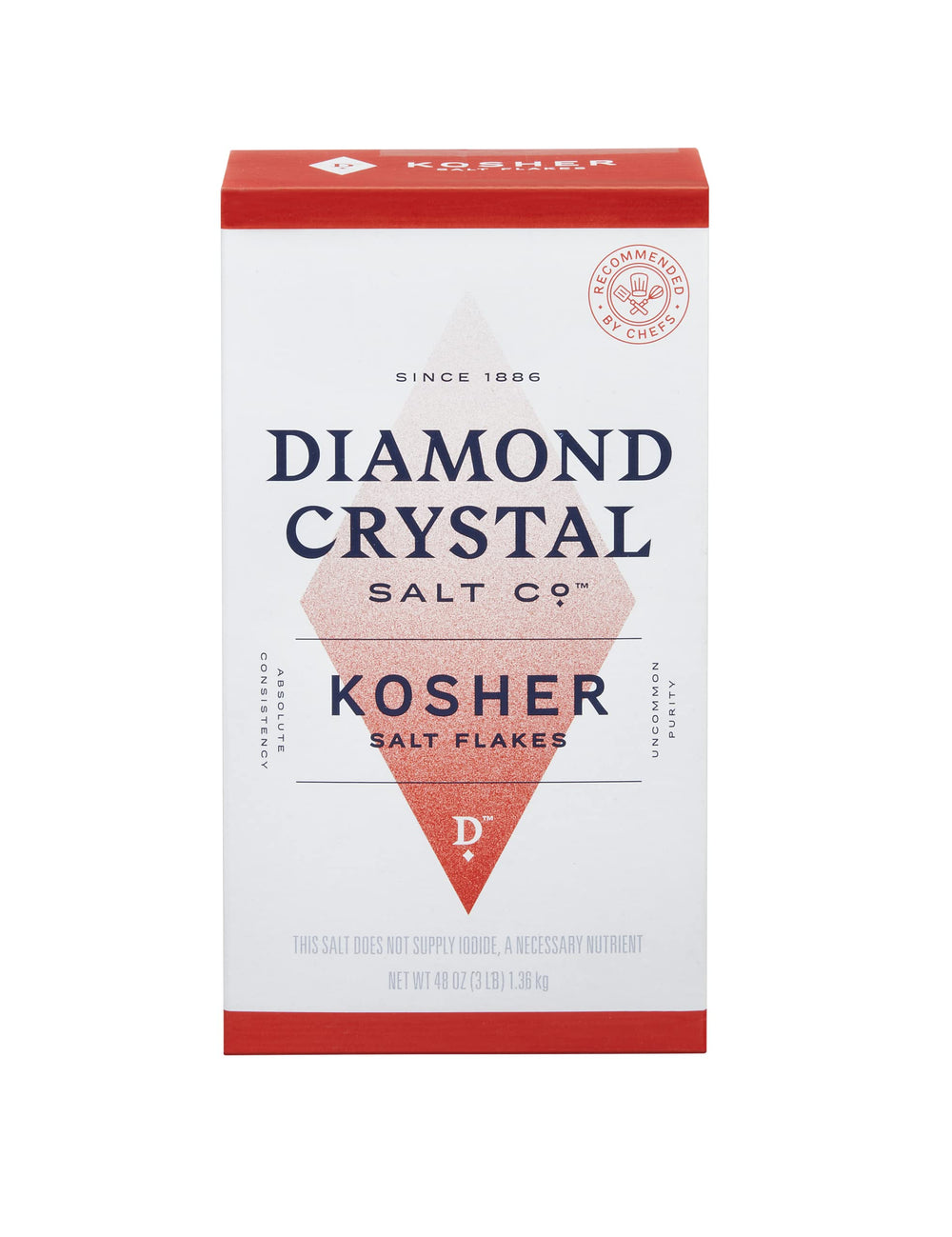Diamond Crystal Kosher Salt new-look packaging, easy to spot on the shelf